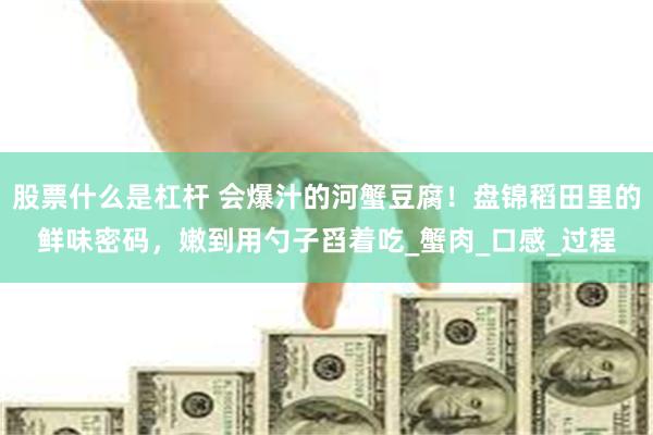 股票什么是杠杆 会爆汁的河蟹豆腐！盘锦稻田里的鲜味密码，嫩到用勺子舀着吃_蟹肉_口感_过程