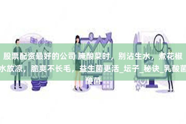 股票配资最好的公司 腌酸菜时，别沾生水，煮花椒水放凉，脆爽不长毛，益生菌更活_坛子_秘诀_乳酸菌